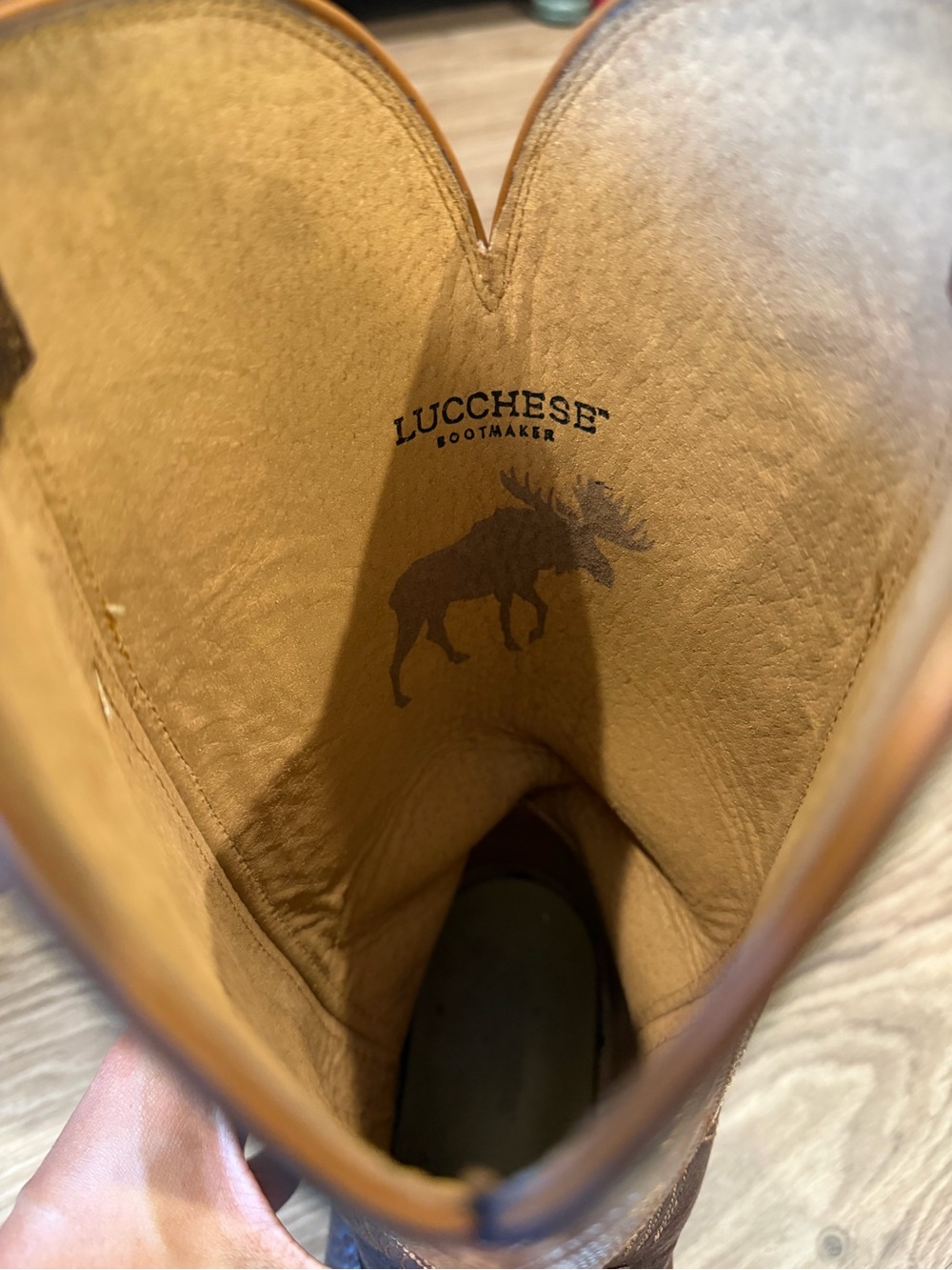 RARE Lucchese Paxson Moose Leather Boots Mens size 14D - Picture 9 of 10